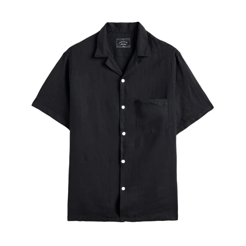 Linen Camp Collar in Black