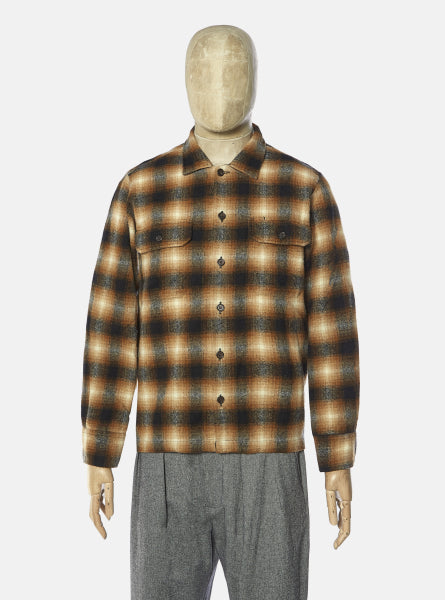 Long Sleeve Utility Shirt in Brown Check