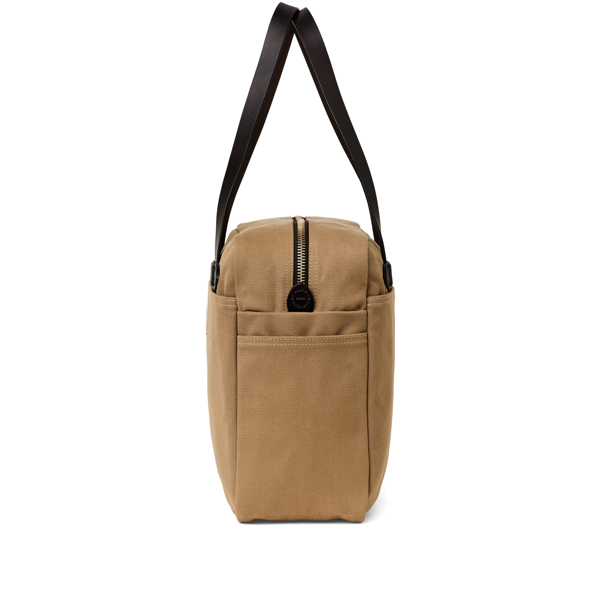 Rugged Twill Zipper Tote Bag in Tan