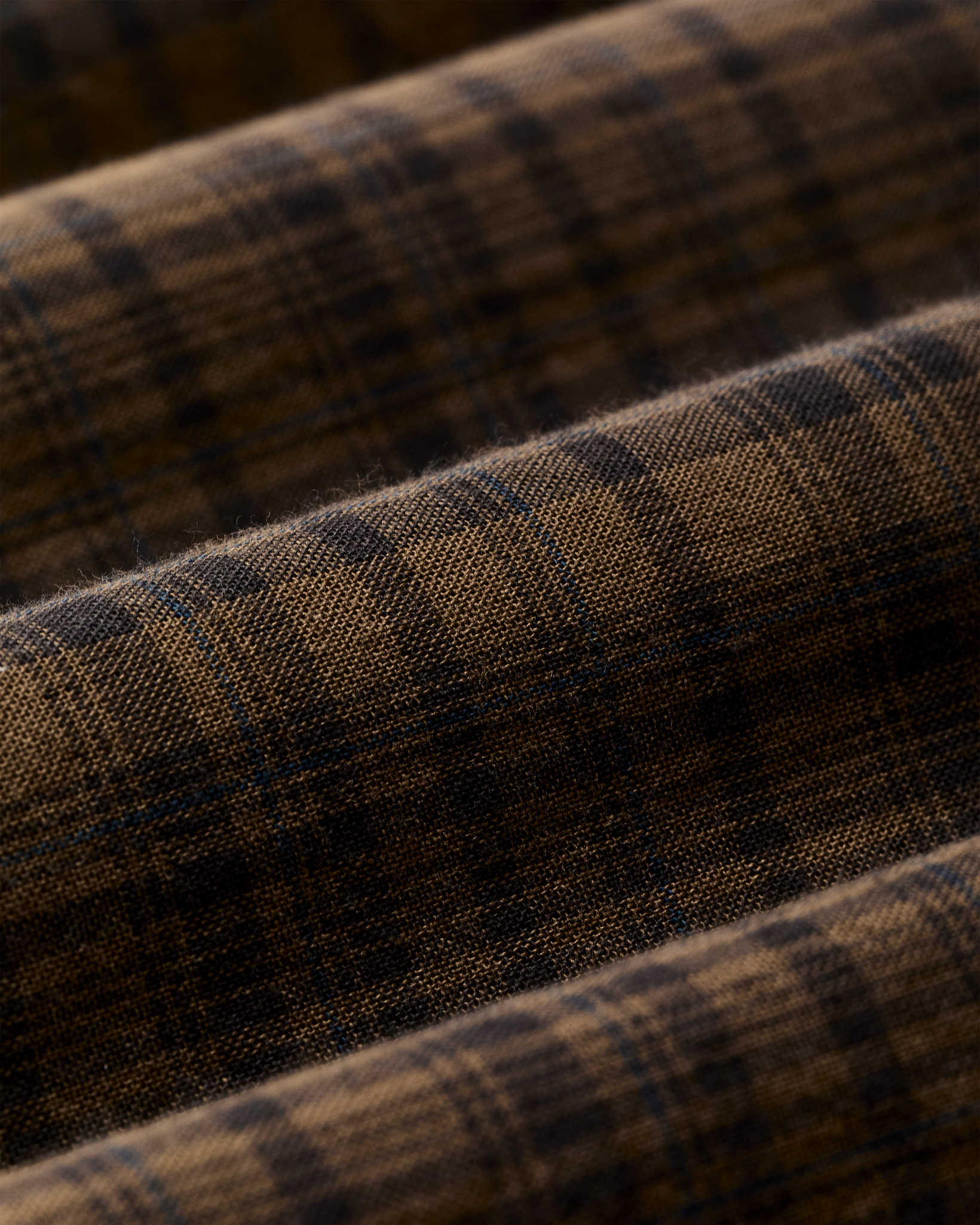 Short Sleeve Madras Popover Shirt in Brown Olive Plaid