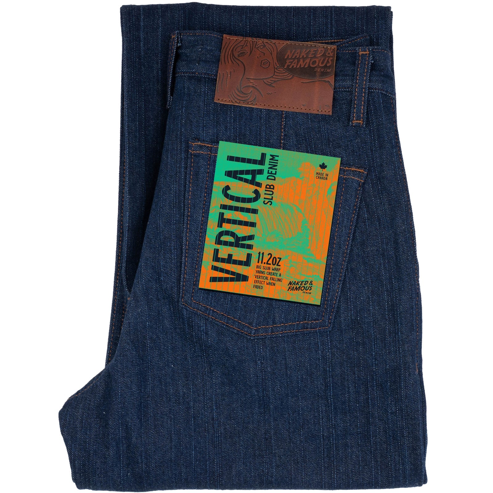 Pleated Trouser in Vertical Slub Denim