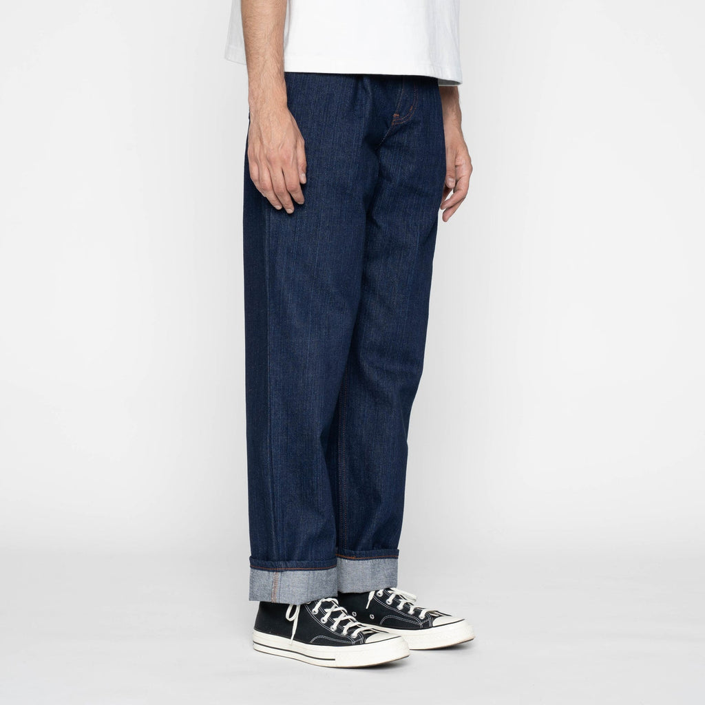 Pleated Trouser in Vertical Slub Denim