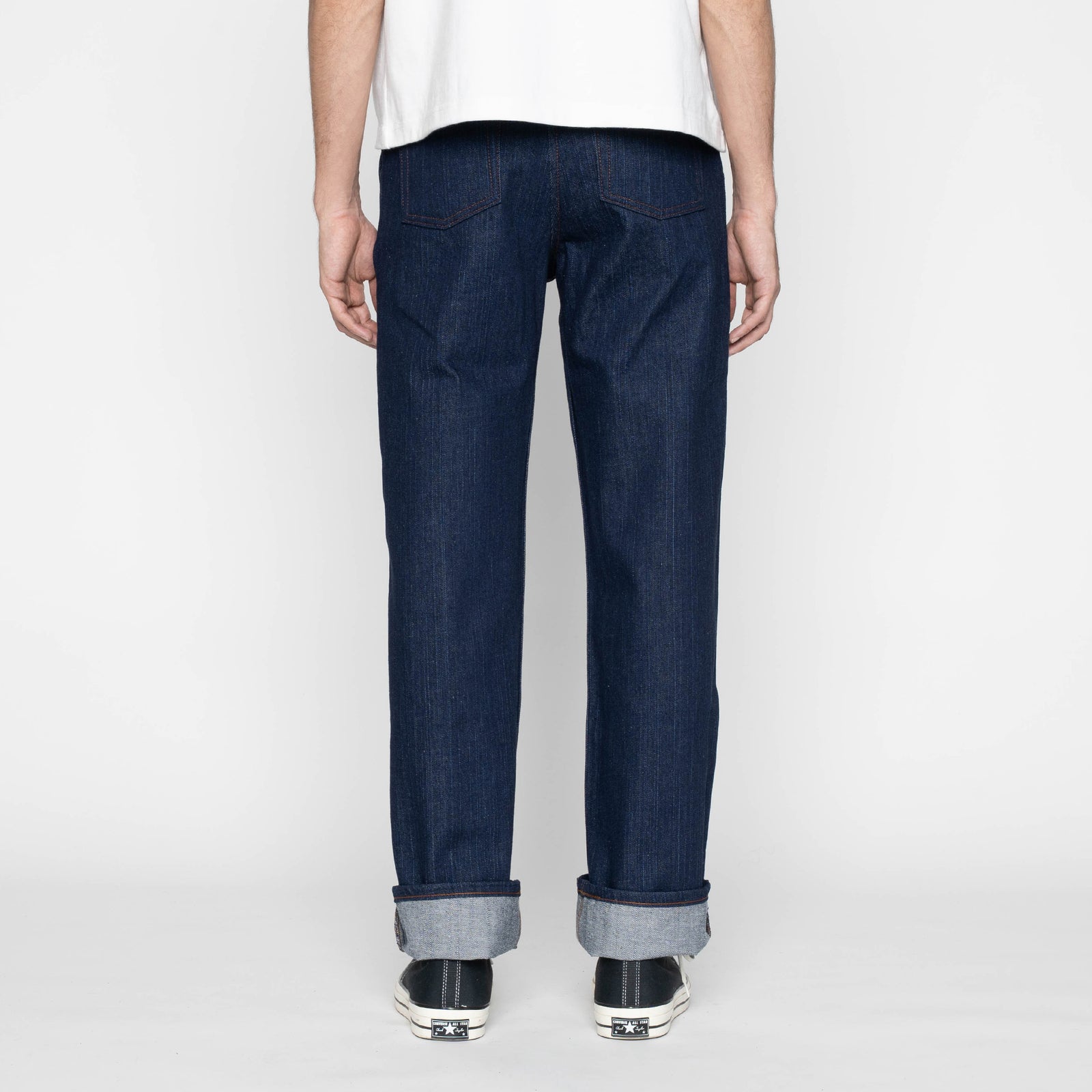 Pleated Trouser in Vertical Slub Denim