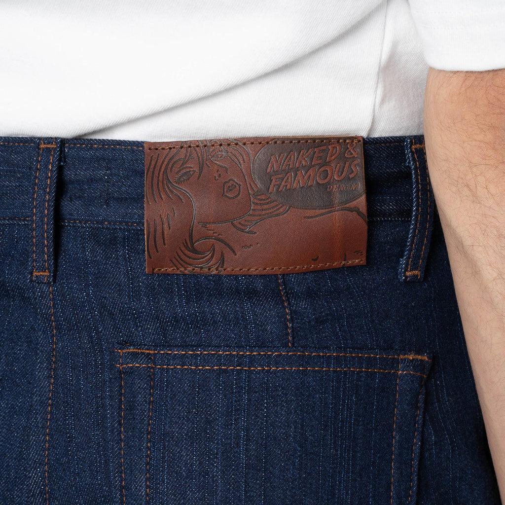 Pleated Trouser in Vertical Slub Denim