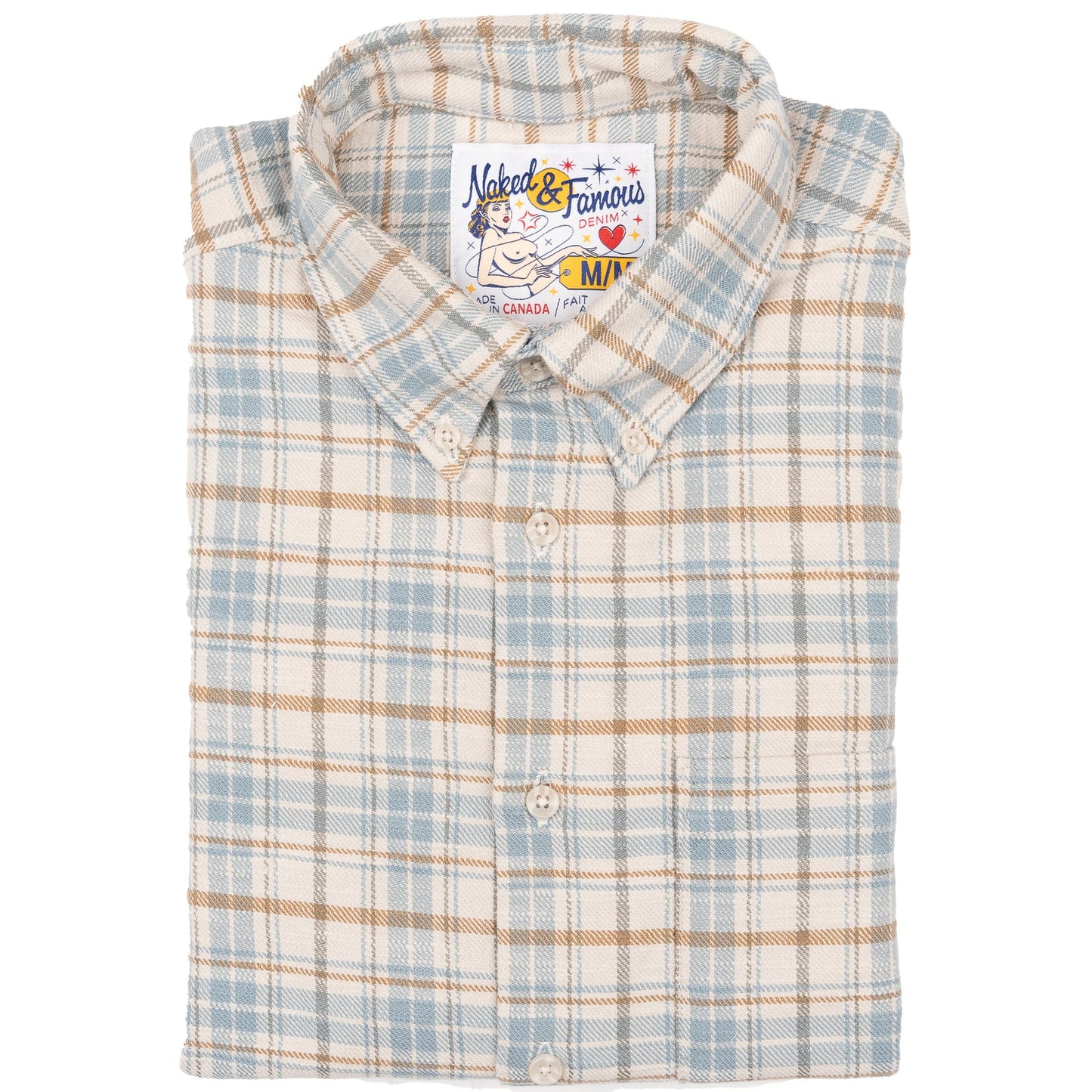 Easy Shirt in Pale Blue Big Slub Check Flannel