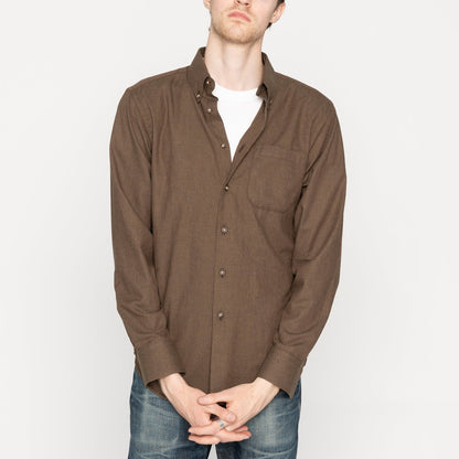 Easy Shirt in Soft Melange Brown Twill