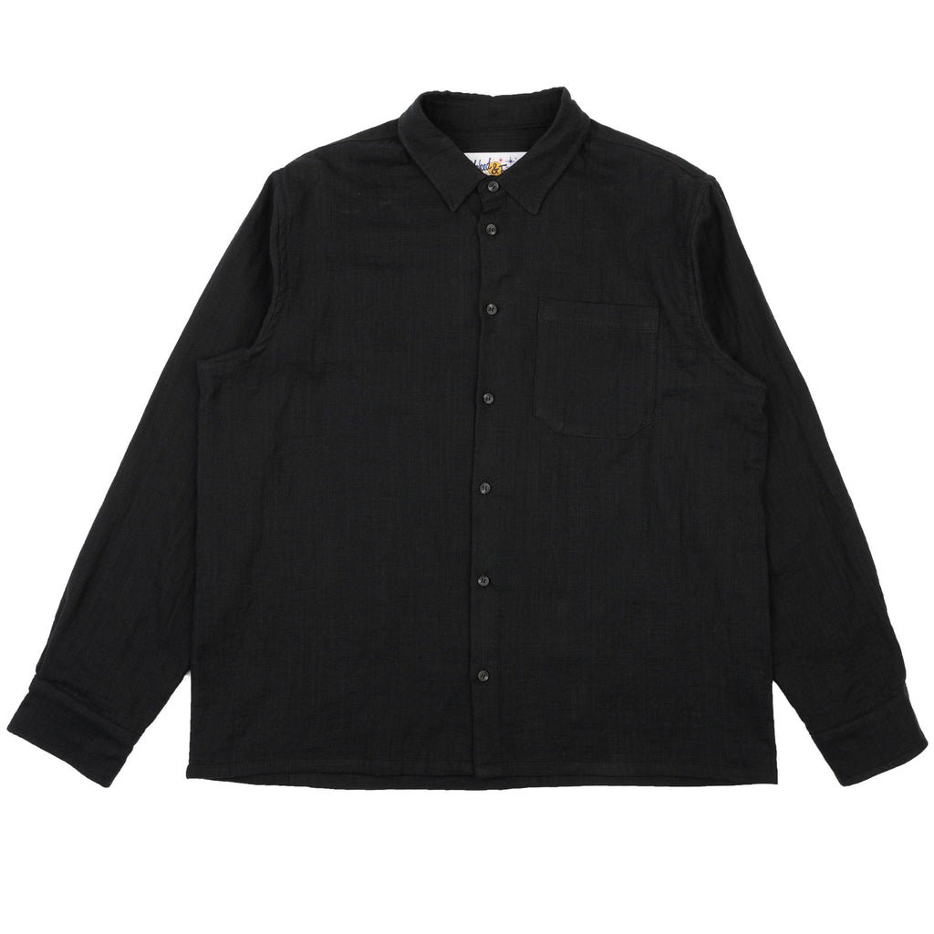 True Shirt in Black Double Weave Slub Gauze
