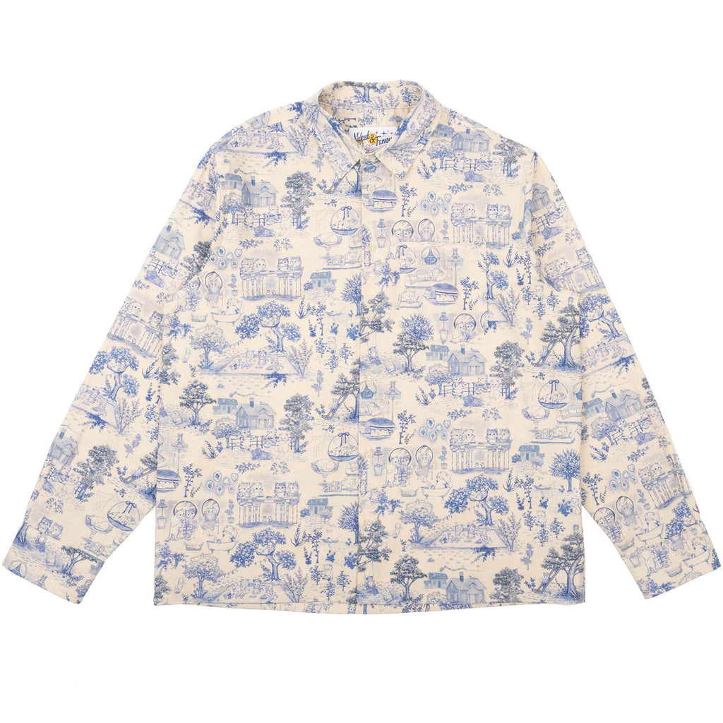 True Shirt in Blue Linen Cats