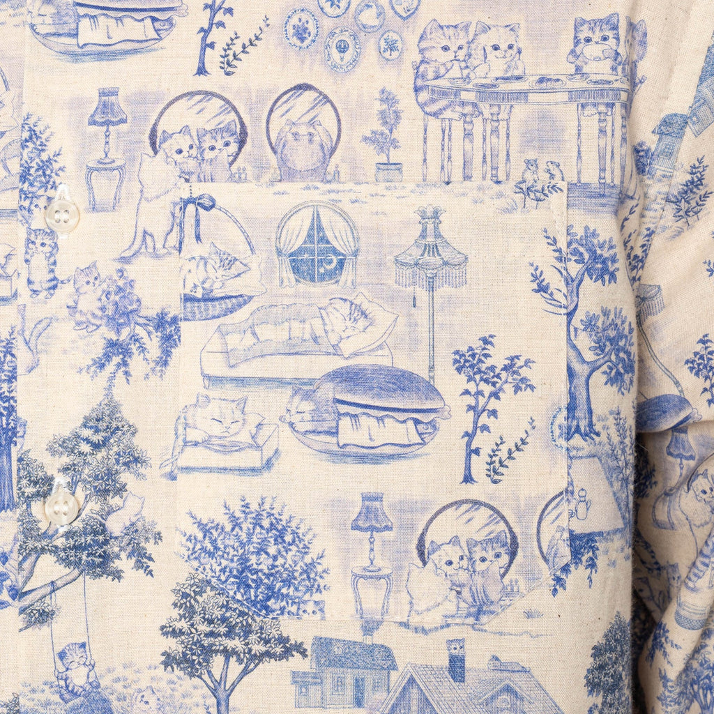 True Shirt in Blue Linen Cats