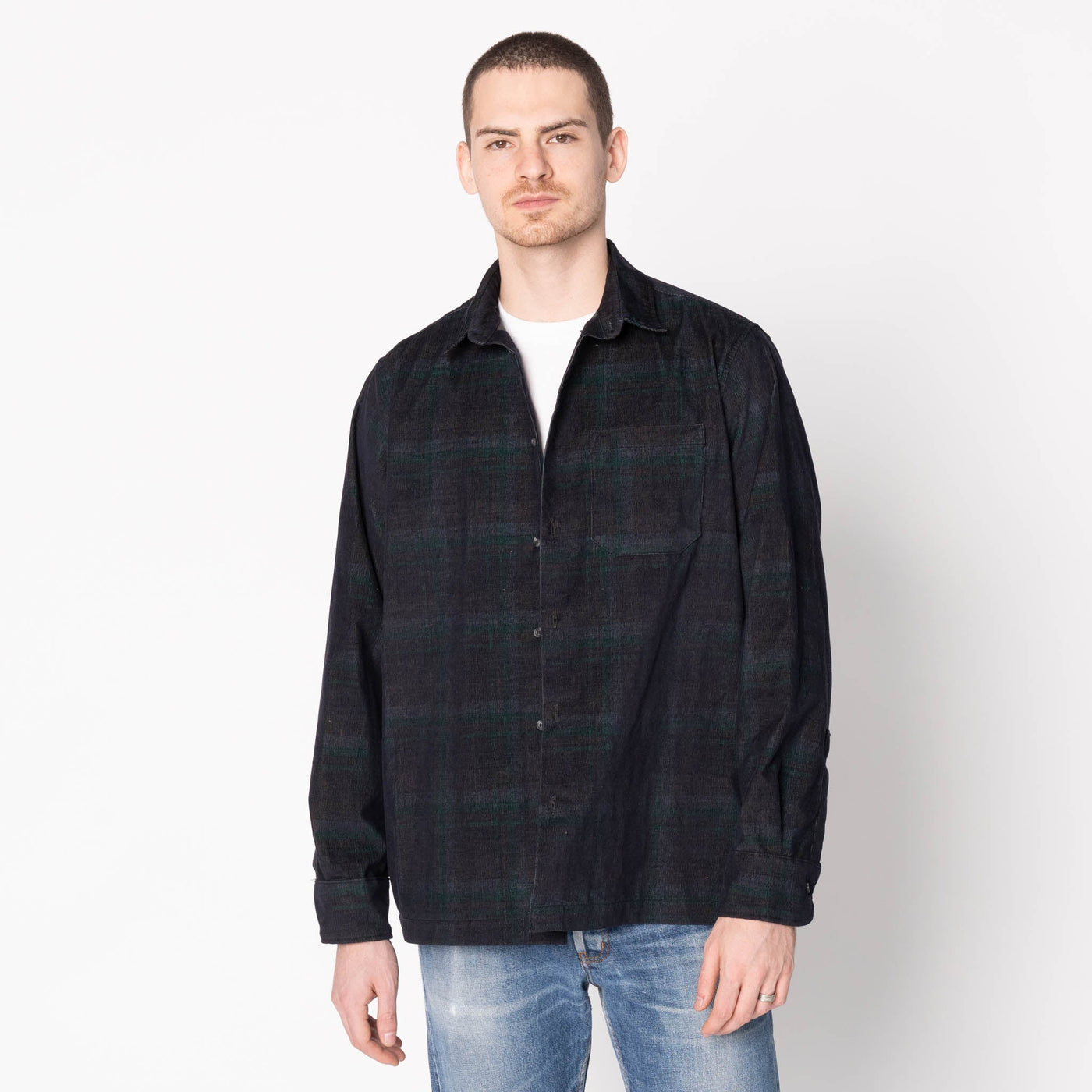 True Shirt in Navy Green Corduroy