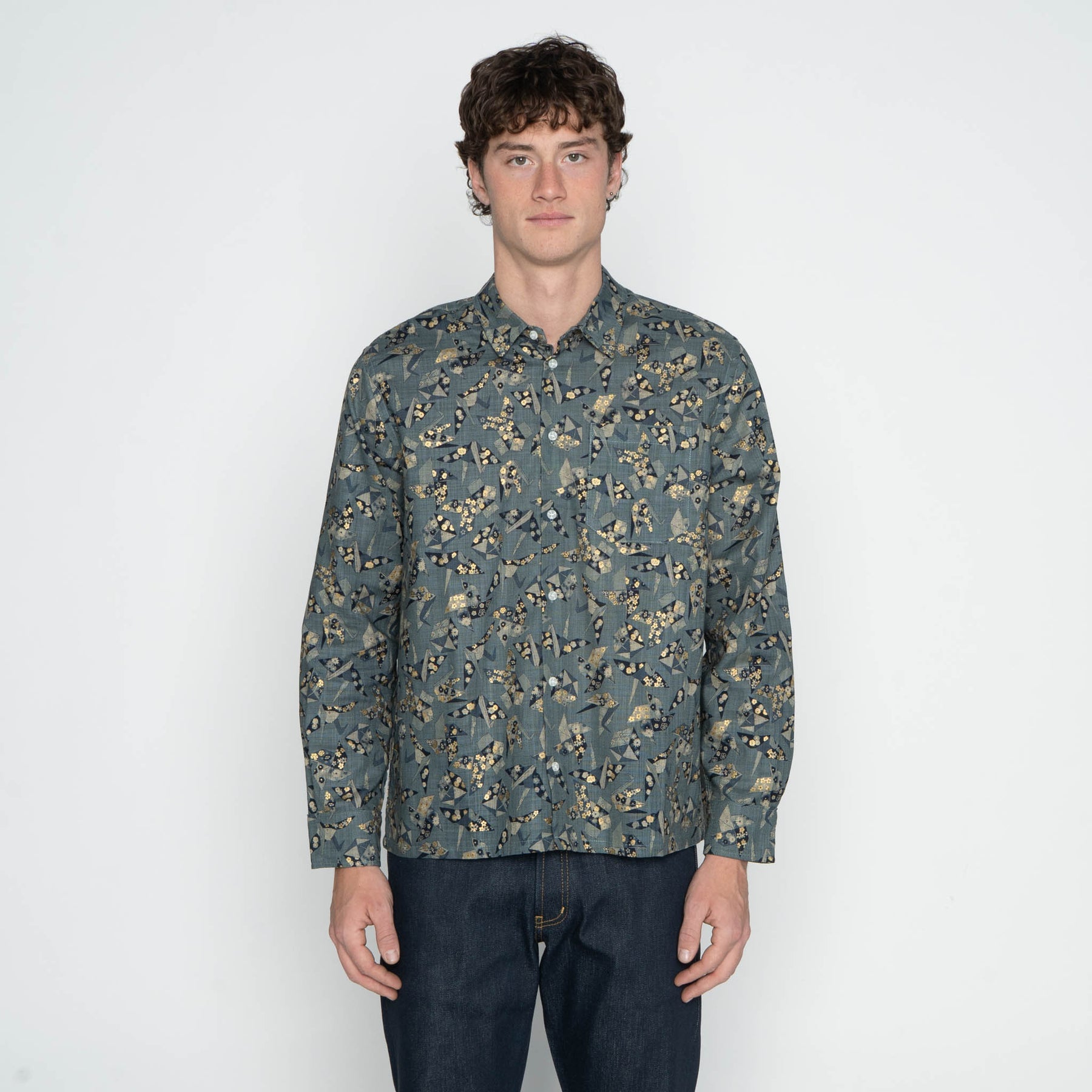 True Shirt in Blue Origami Poplin