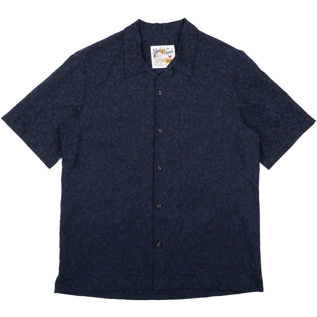 Aloha Shirt in Navy Jungle Jacquard