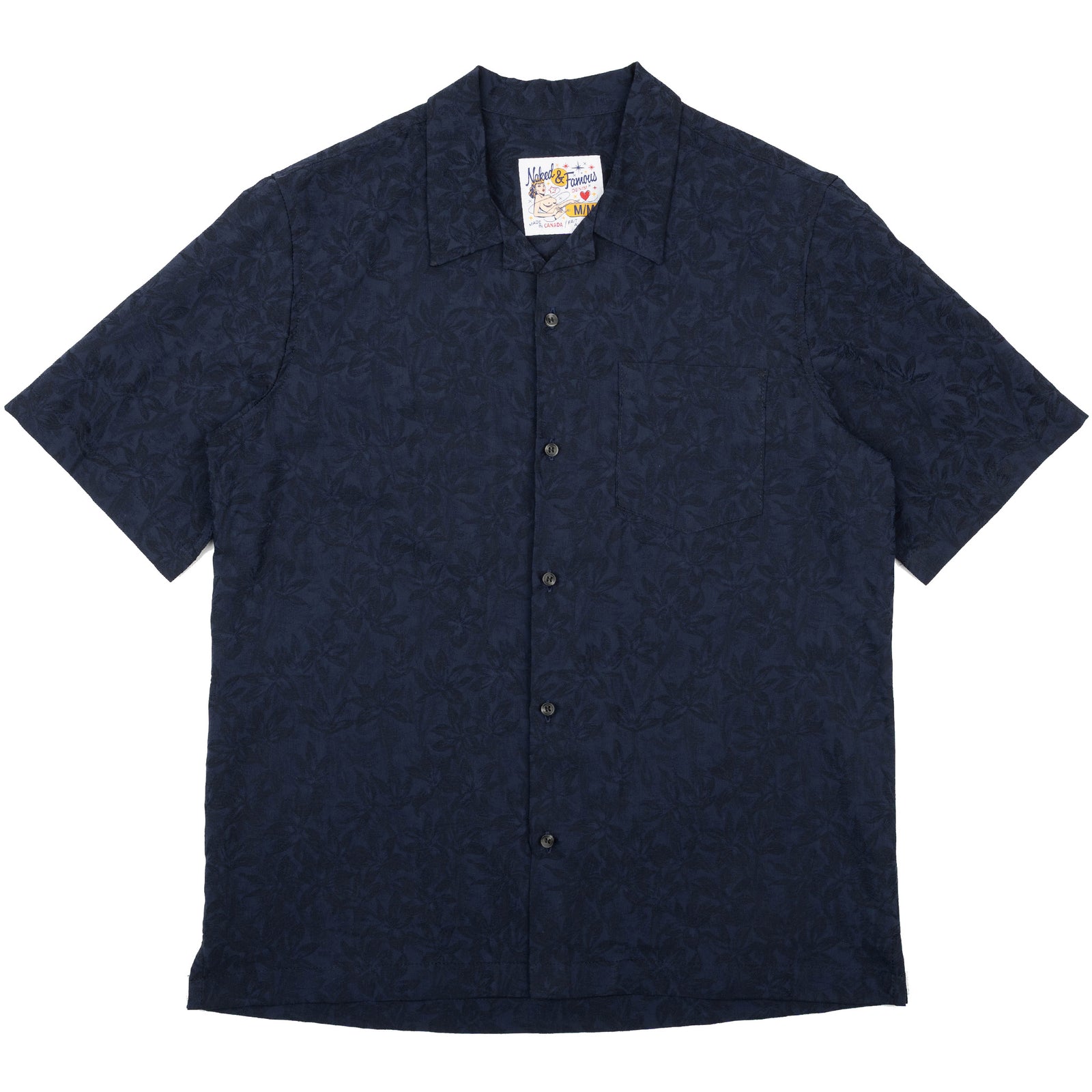 Aloha Shirt in Navy Jungle Jacquard