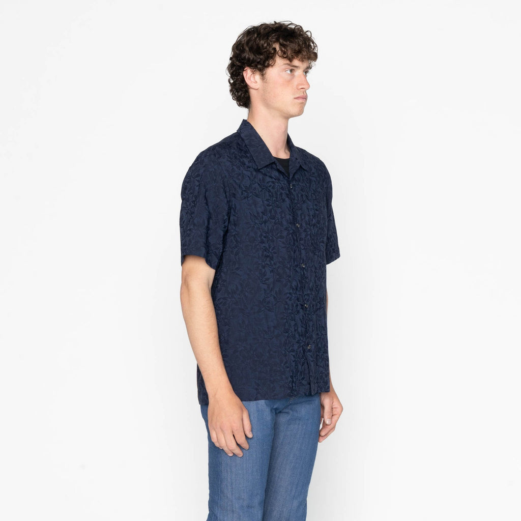Aloha Shirt in Navy Jungle Jacquard