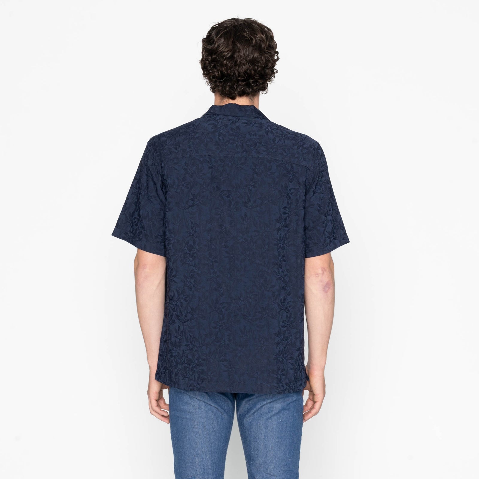 Aloha Shirt in Navy Jungle Jacquard – Porterhouse Clothing & Supply