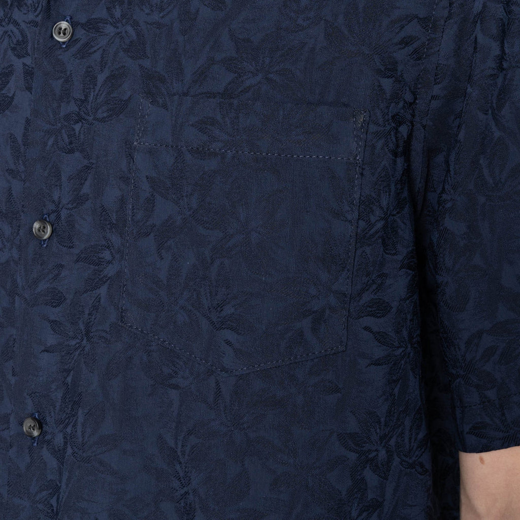 Aloha Shirt in Navy Jungle Jacquard
