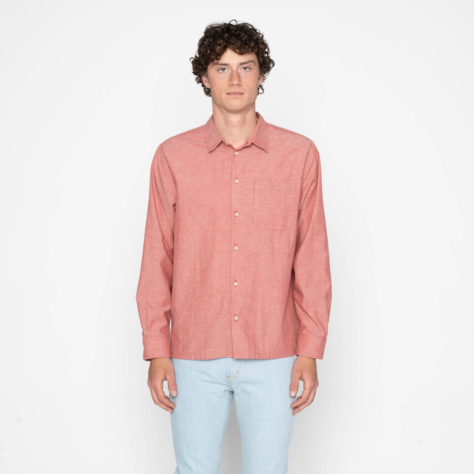 True Shirt in Red Selvedge Chambray