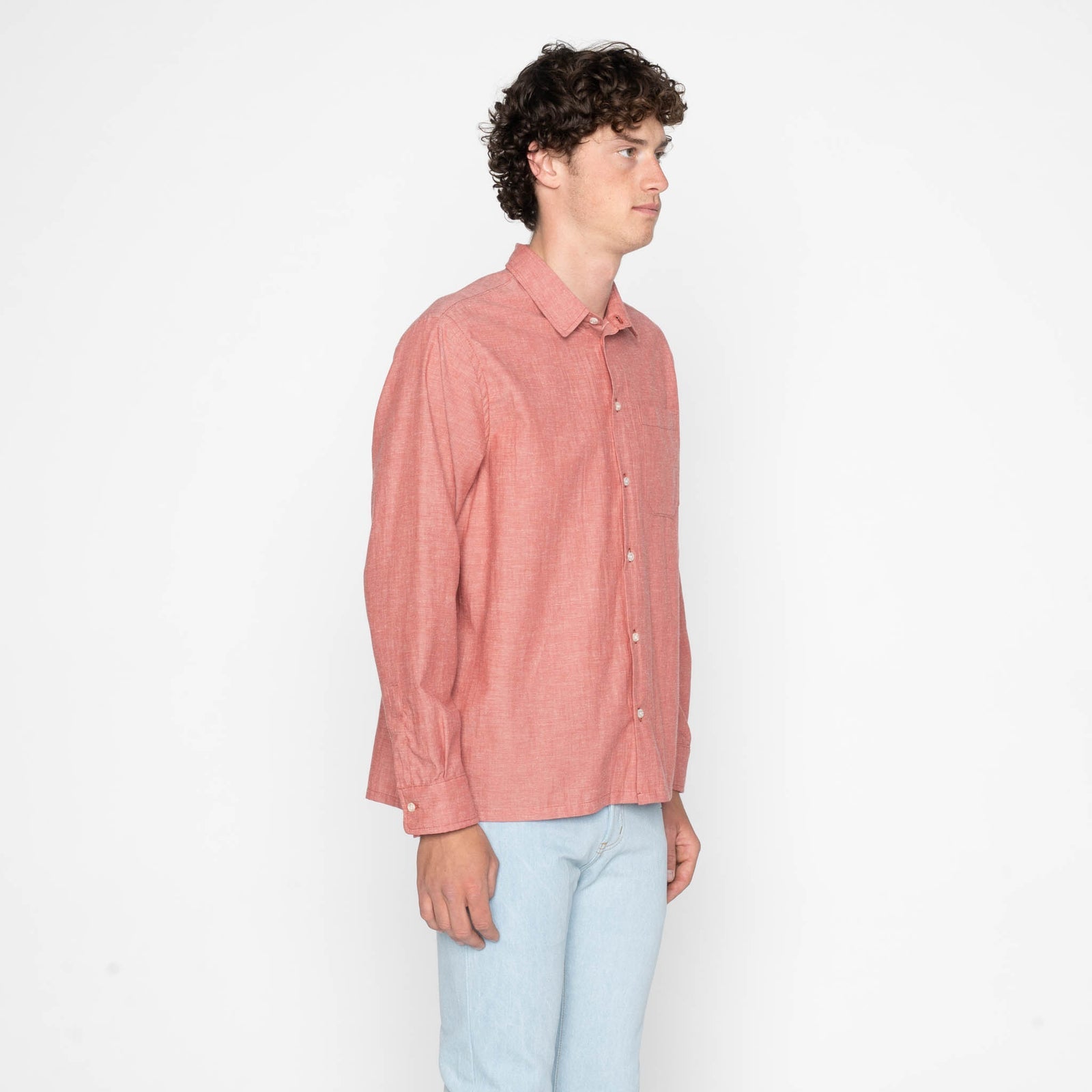 True Shirt in Red Selvedge Chambray