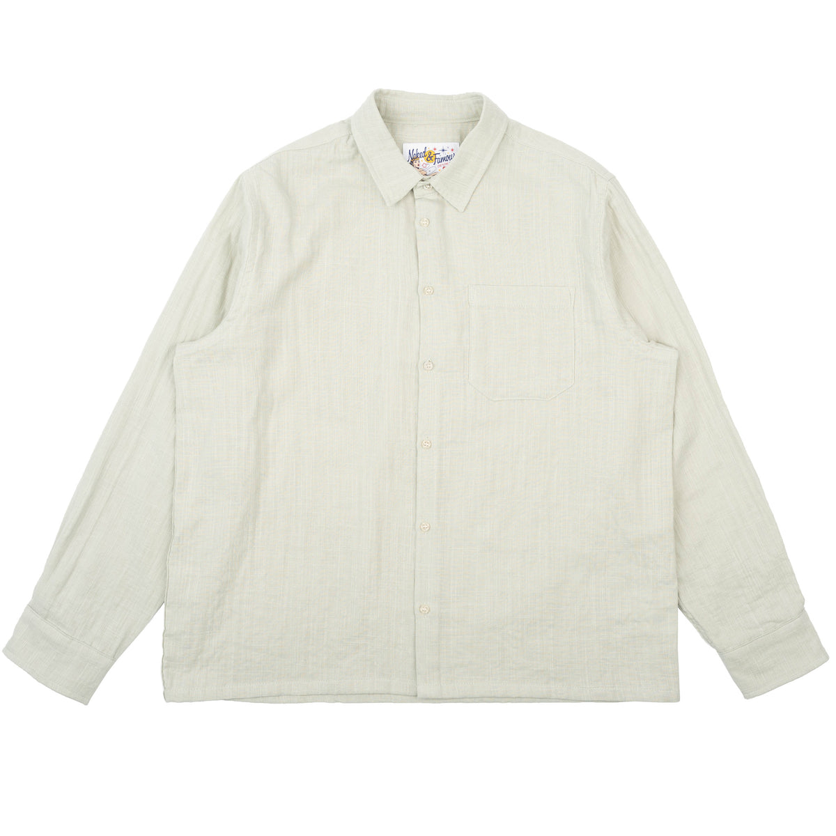 True Shirt in Mint Double Weave Slub Gauze