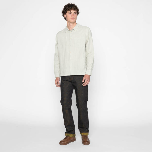 True Shirt in Mint Double Weave Slub Gauze