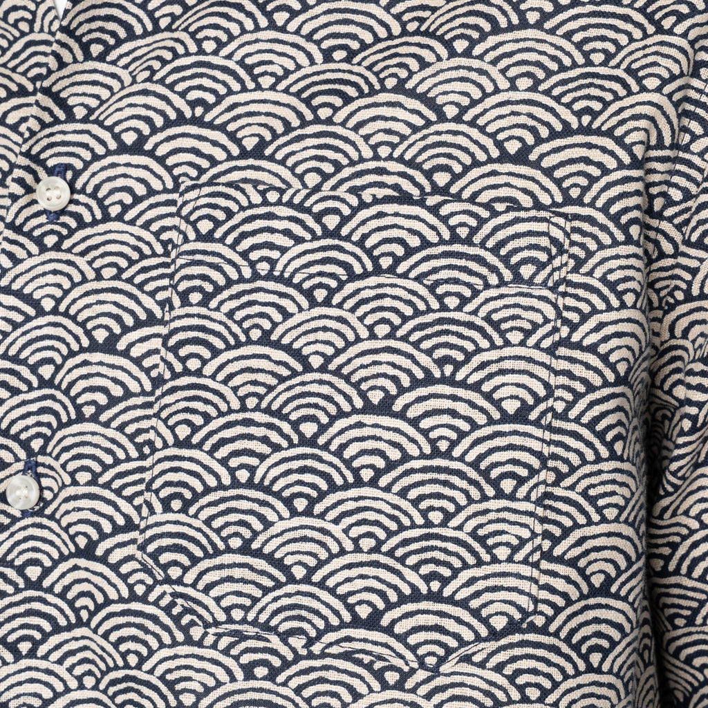 True Shirt in Indigo Seigaiha Waves