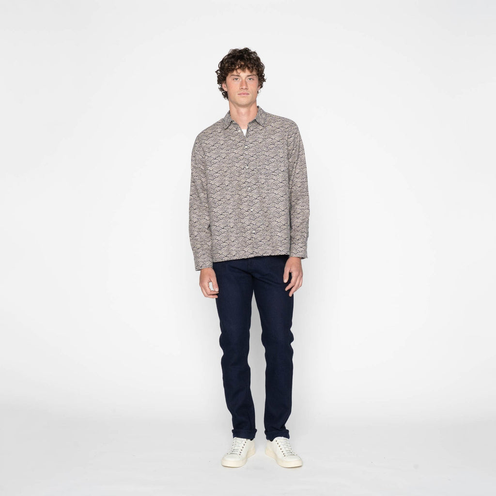 True Shirt in Indigo Seigaiha Waves