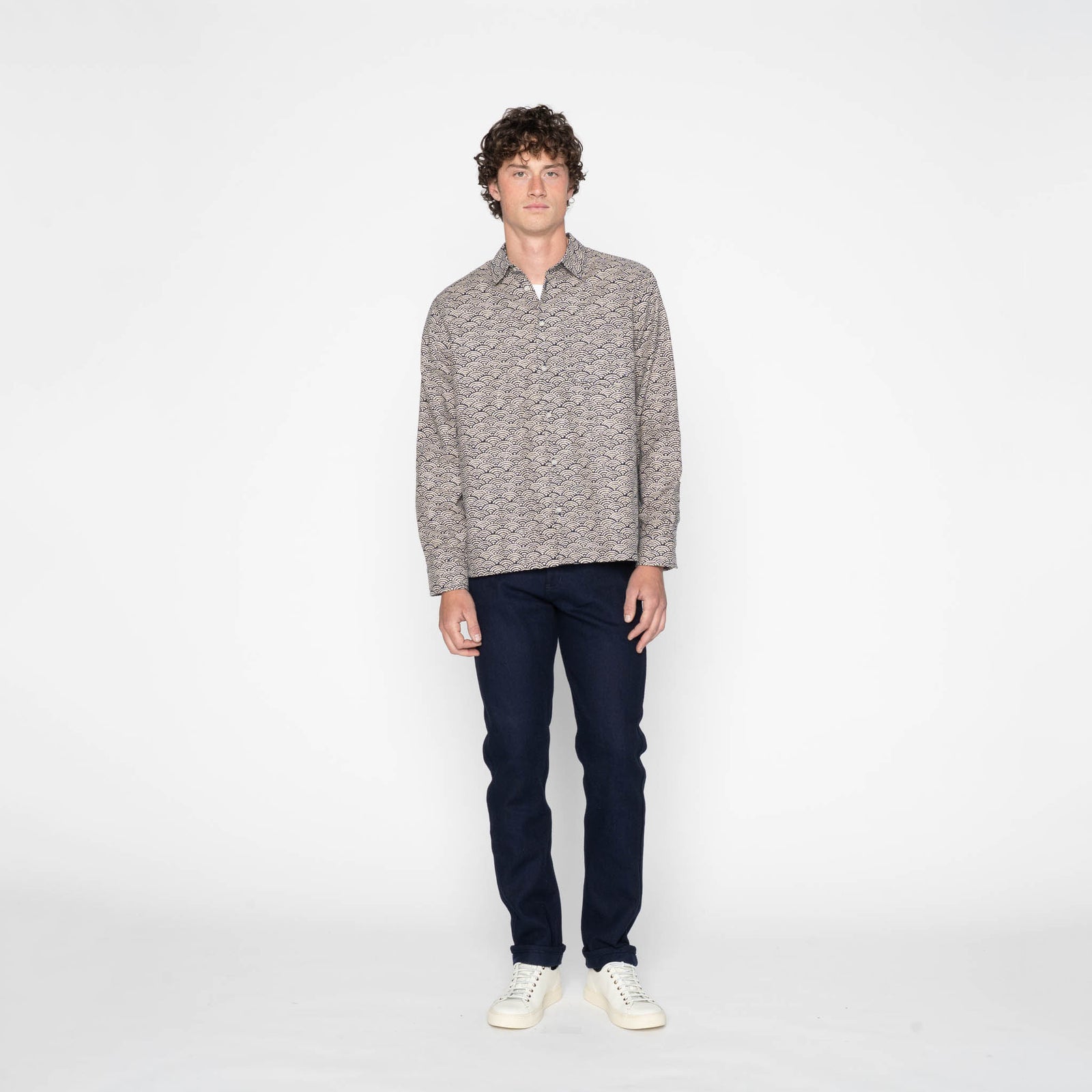 True Shirt in Indigo Seigaiha Waves
