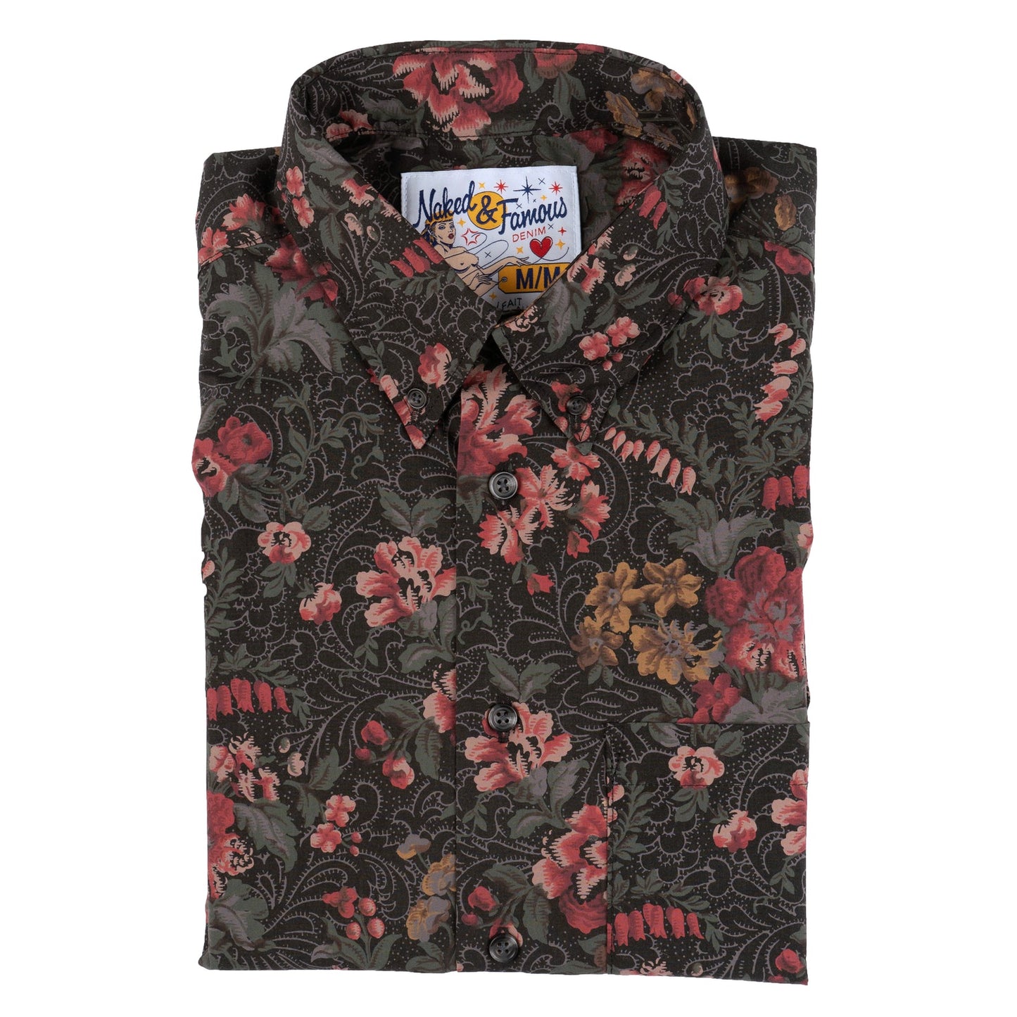 Easy Shirt in Black Organic Muted Flowers