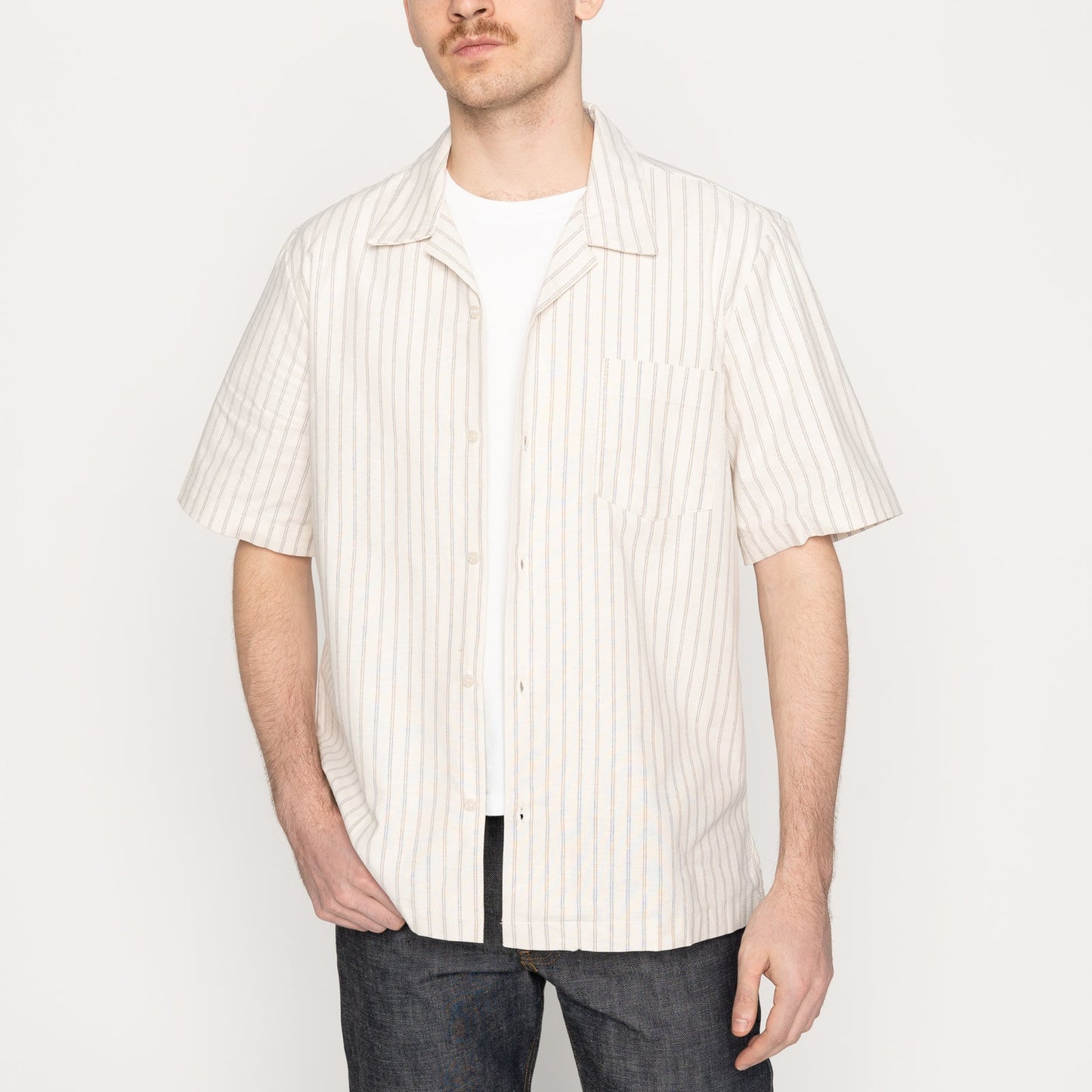 Aloha Shirt in Ecru Striped Oxford