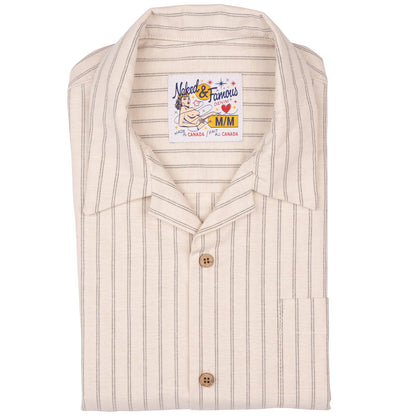 Aloha Shirt in Ecru Striped Oxford