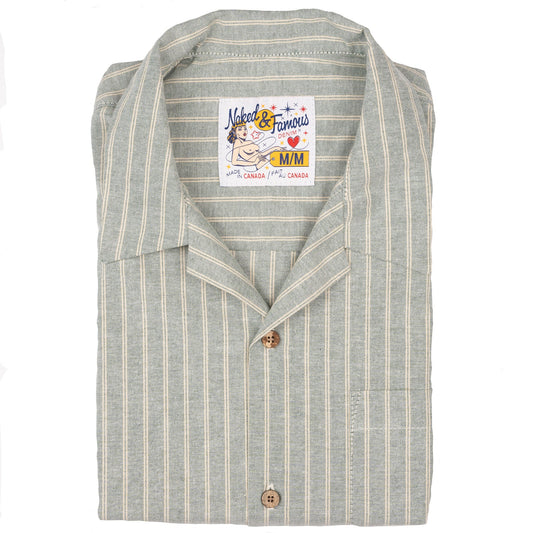 Aloha Shirt in Vintage Indigo Striped Oxford
