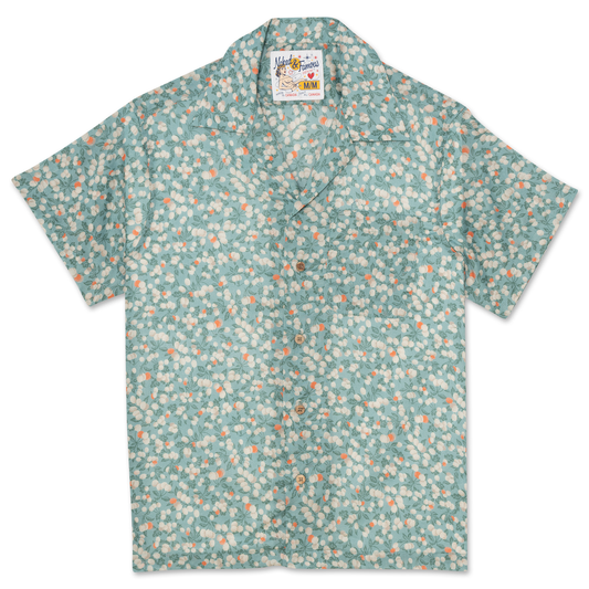Aloha Shirt in Cyan Flower Print