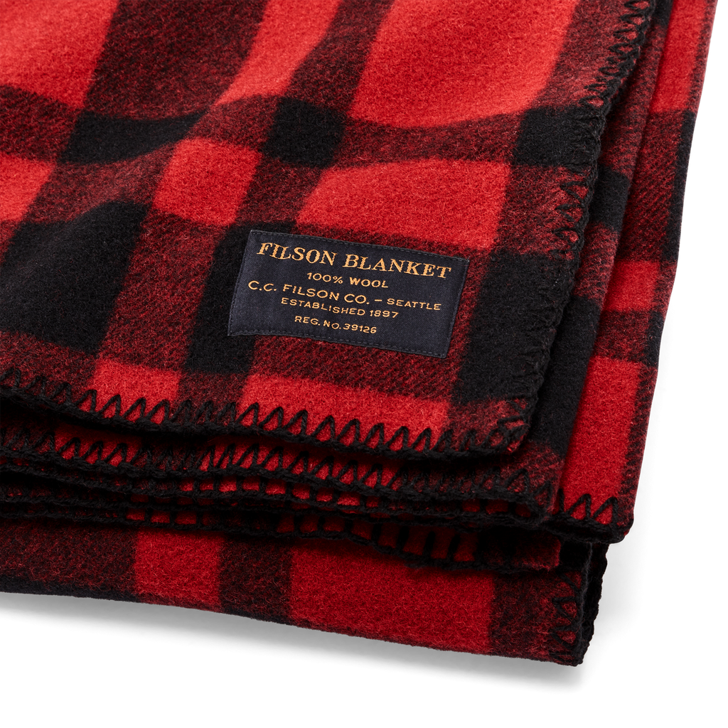 Mackinaw Wool Blanket in Red Black Heritage Plaid