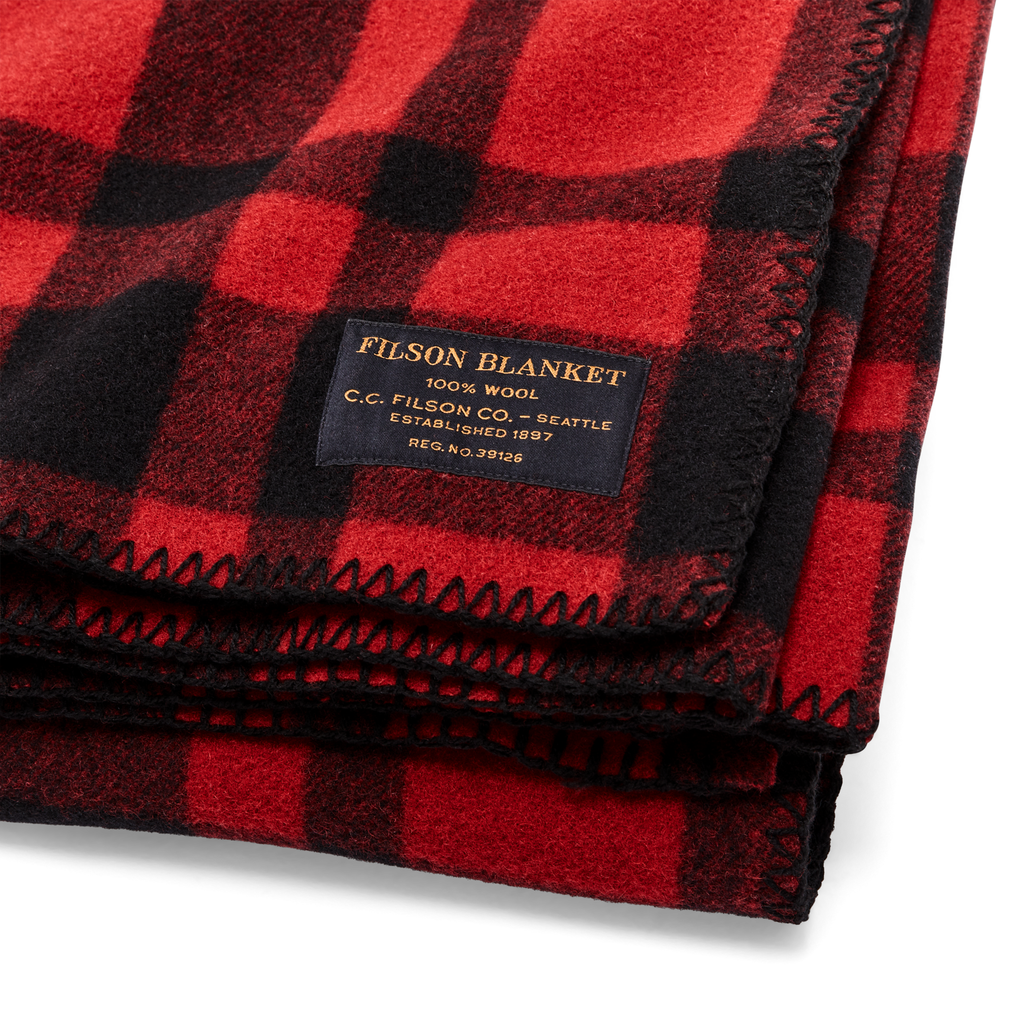 Mackinaw Wool Blanket in Red Black Heritage Plaid