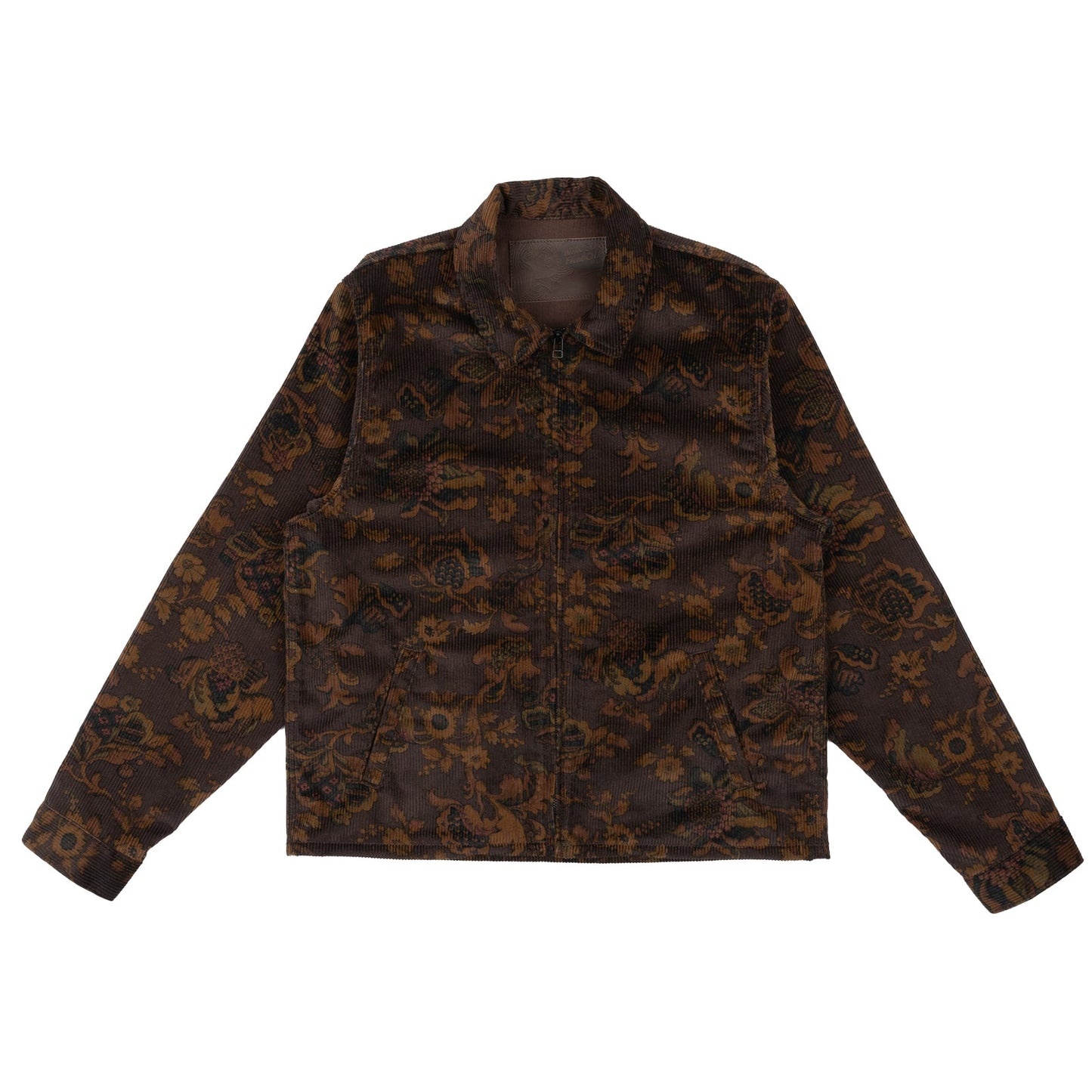 Zip Jacket in Brown Paisley Corduroy