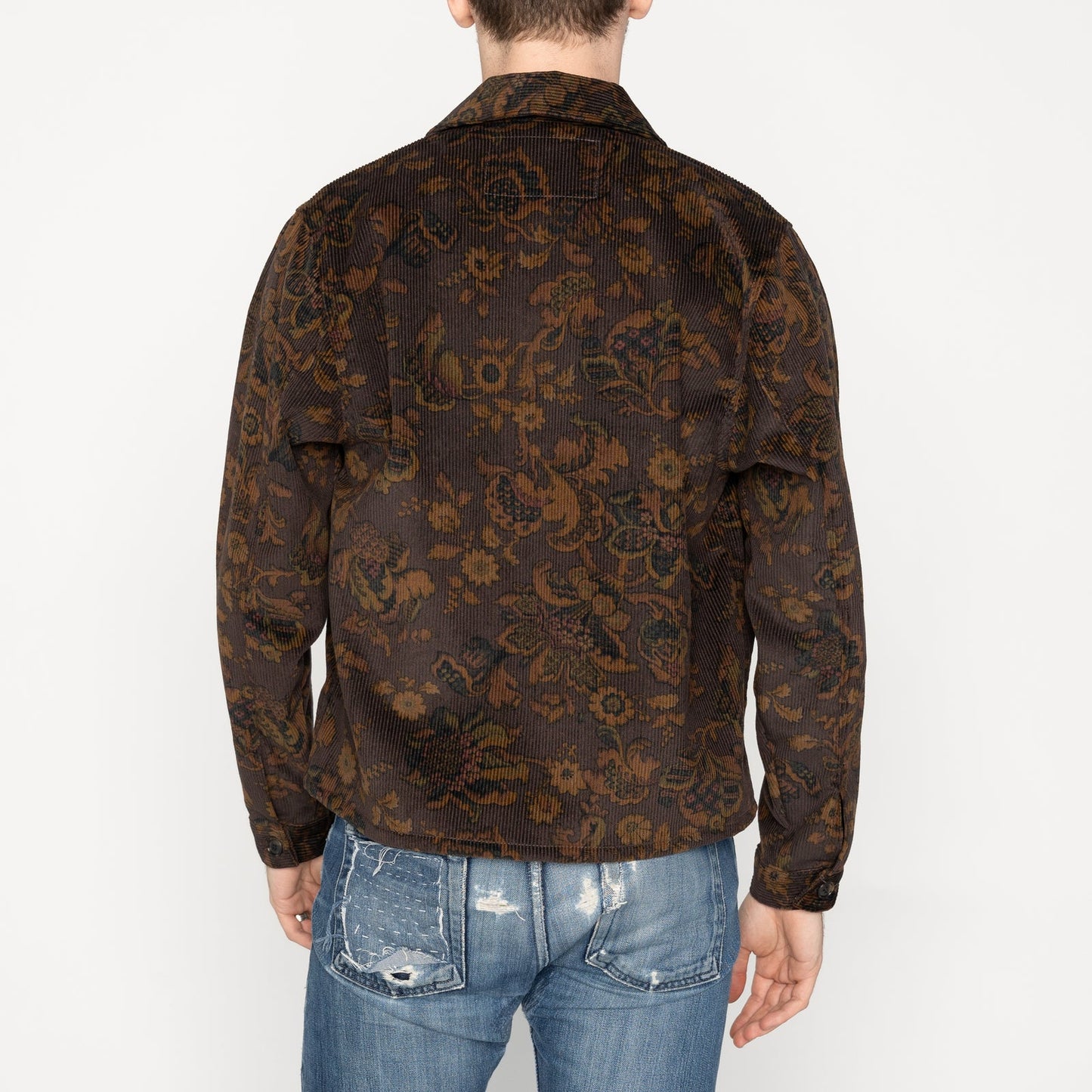 Zip Jacket in Brown Paisley Corduroy