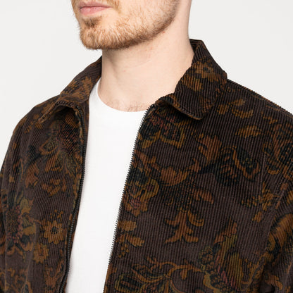 Zip Jacket in Brown Paisley Corduroy