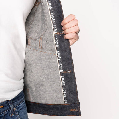 Denim Jacket in Love & Peace Selvedge