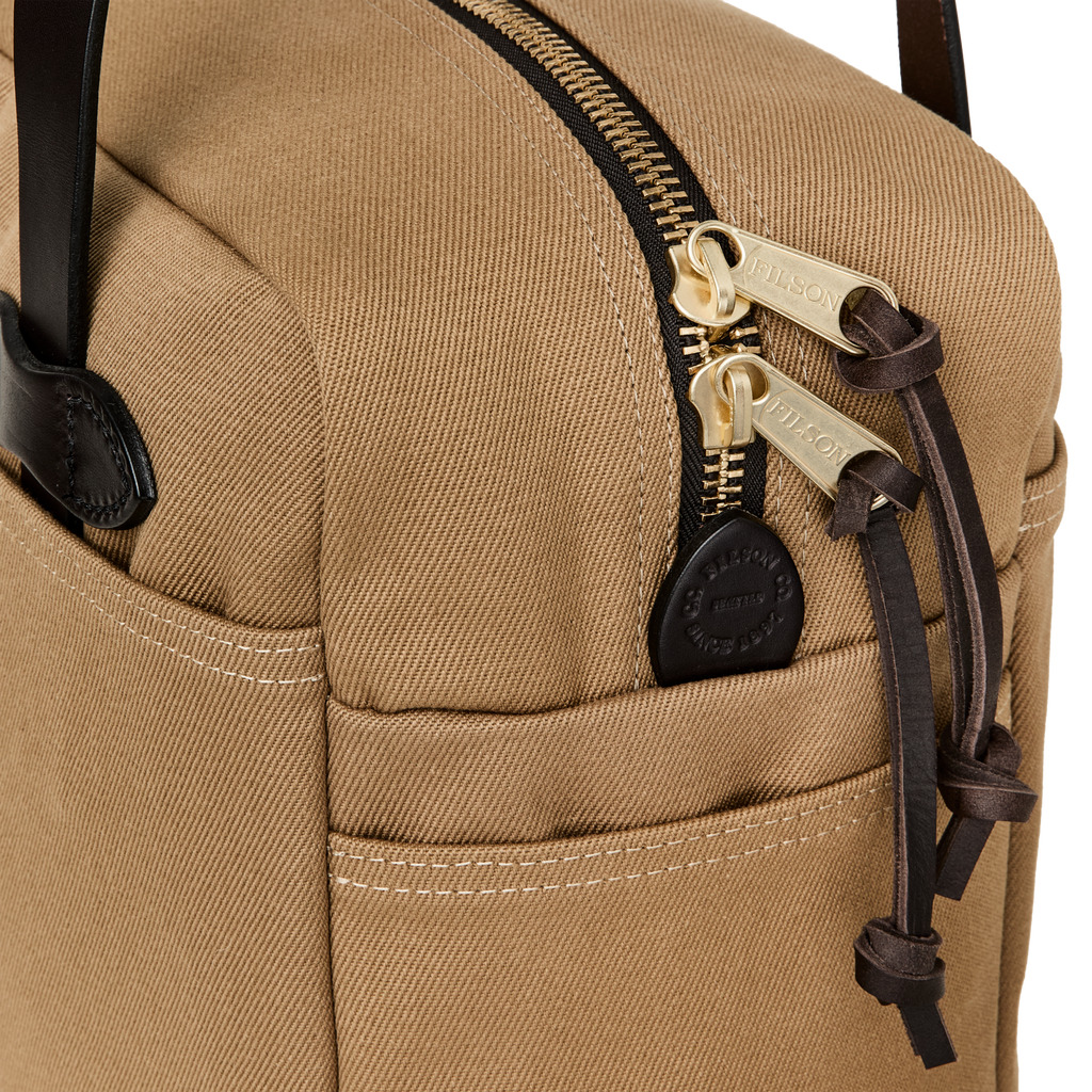Rugged Twill Zipper Tote Bag in Tan