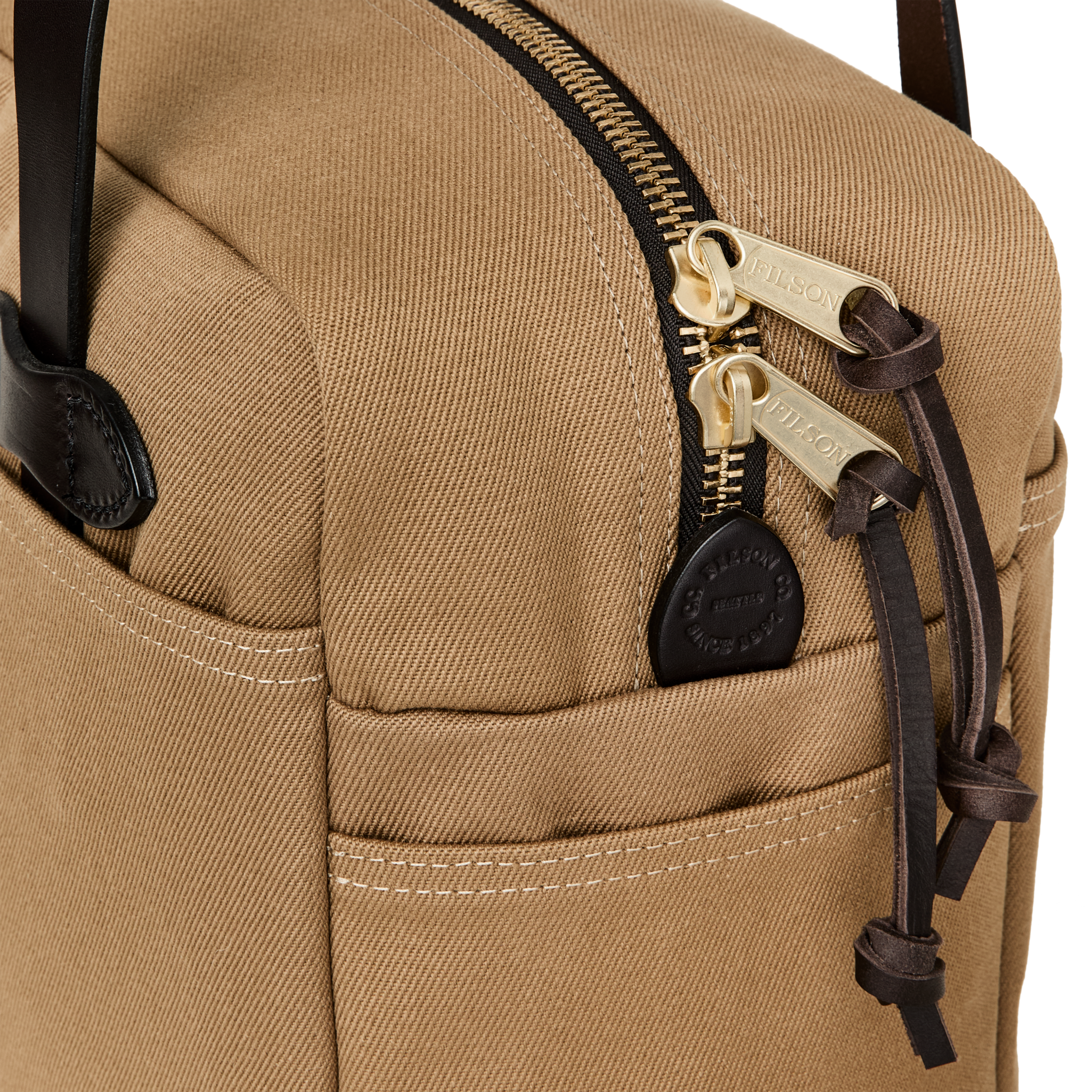 Rugged Twill Zipper Tote Bag in Tan