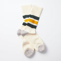 Coarse Ribbed Oldschool Crew Socks in Dark Green & Yellow