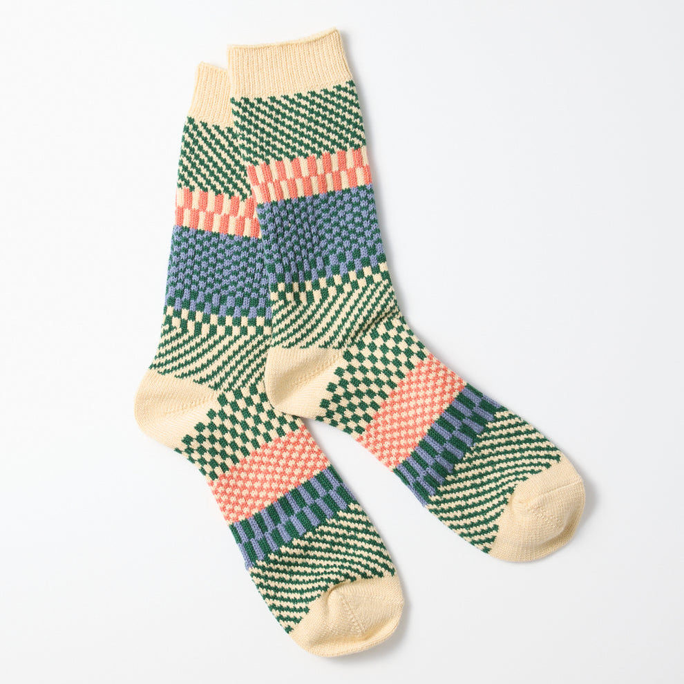 Check & Step Socks in Green