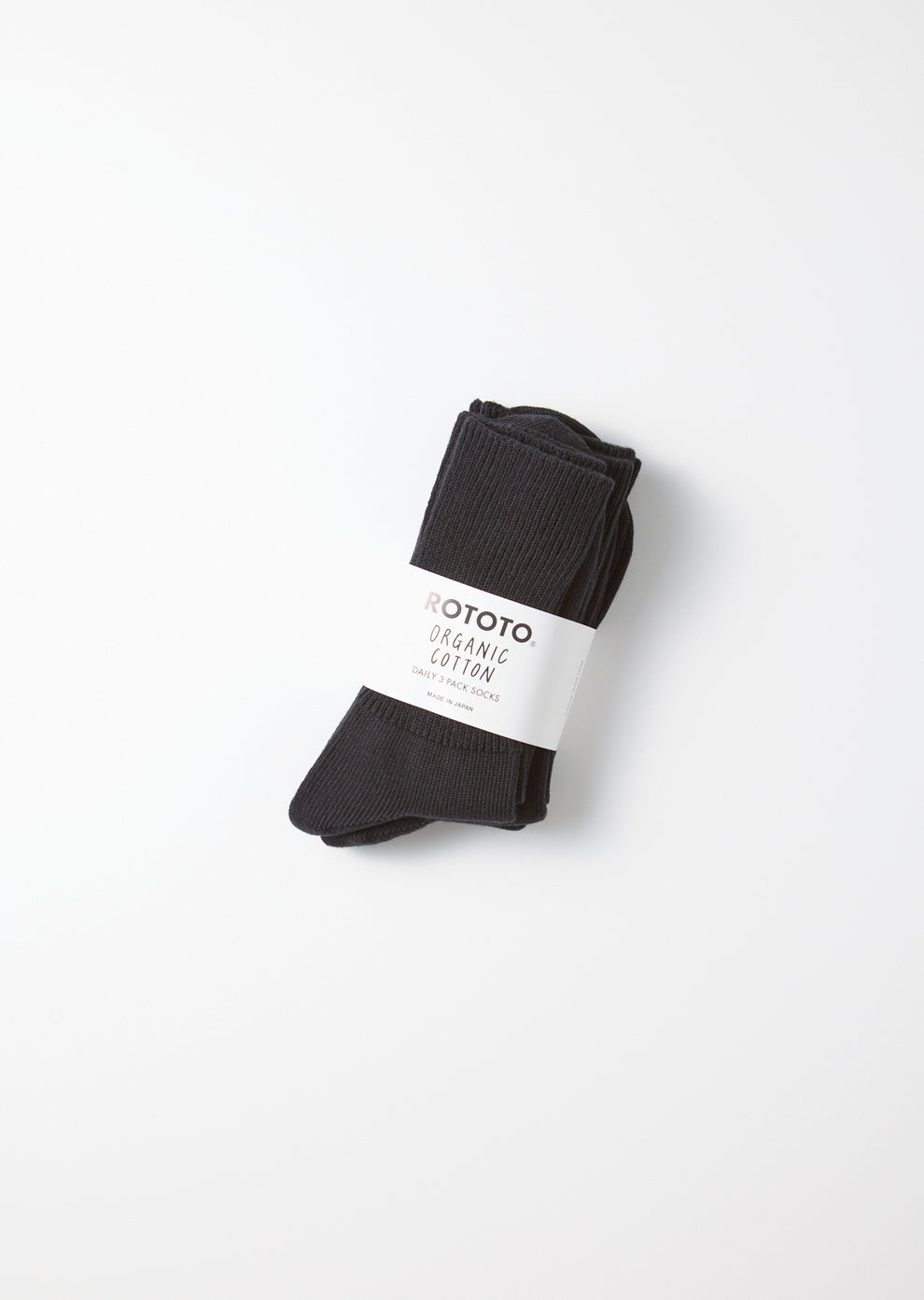 Organic Daily 3 Pack Ribbed Crew Socks in Black
