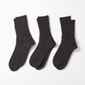 Organic Daily 3 Pack Ribbed Crew Socks in Black