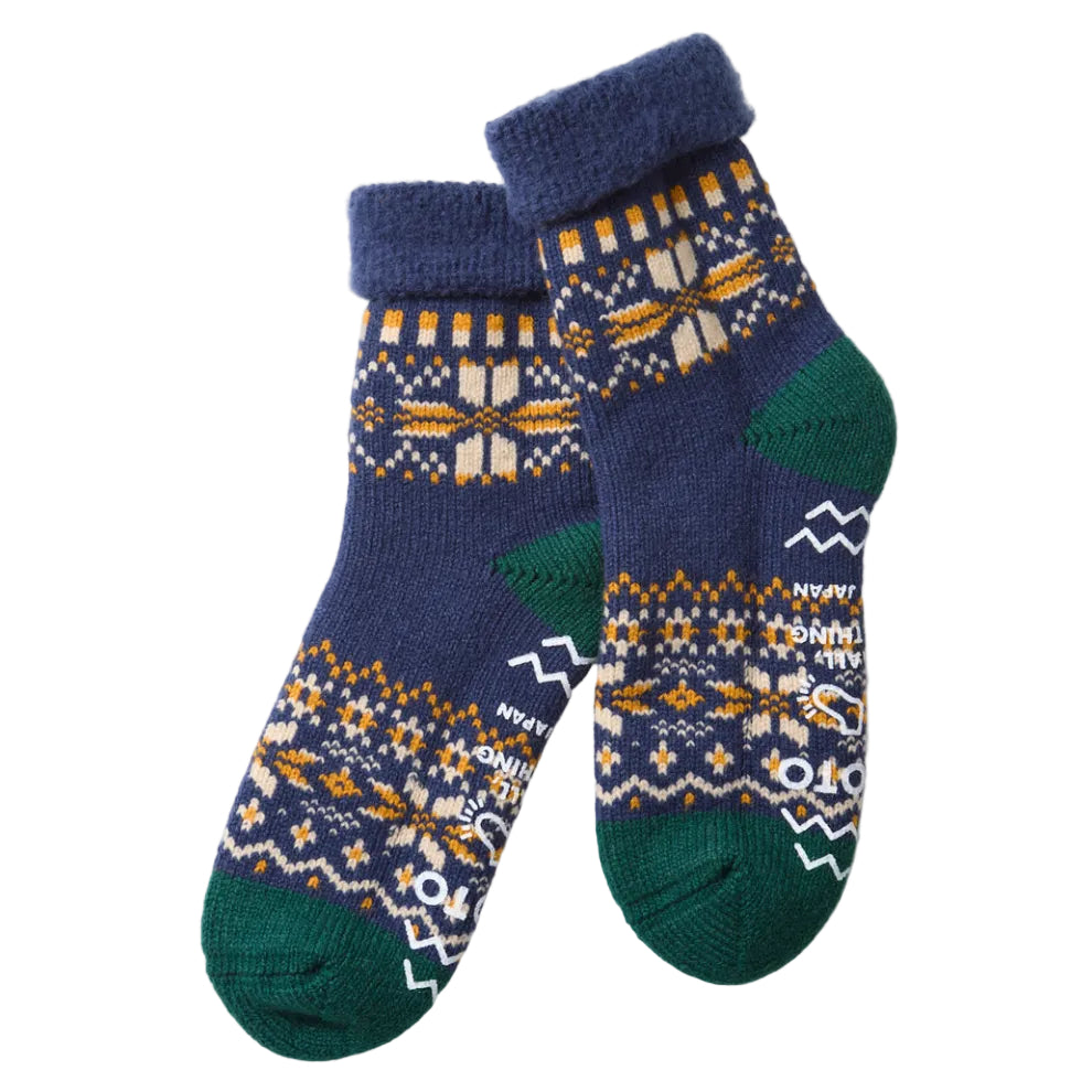 Comfy Room Socks in Navy Snow Flake