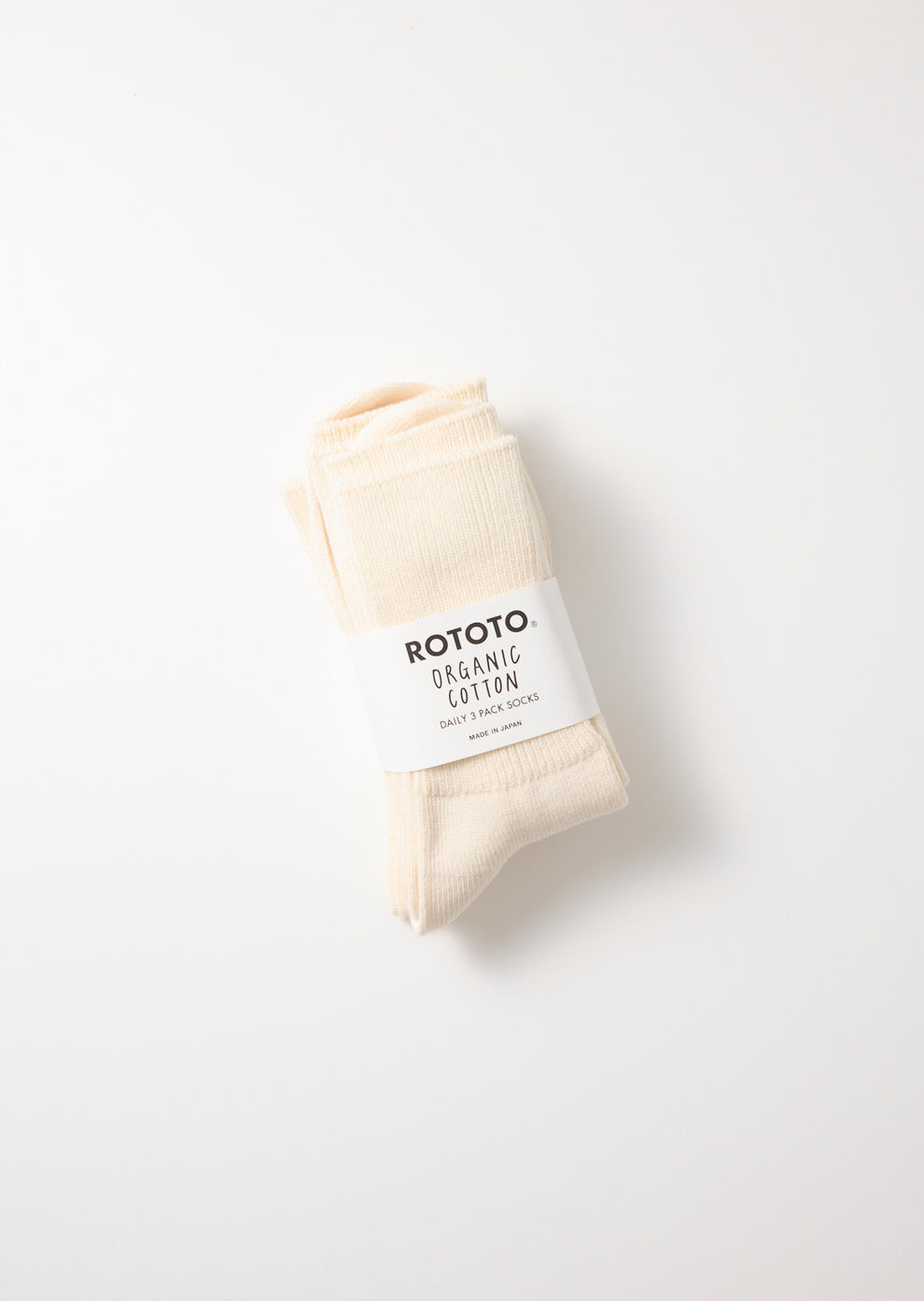 Organic Daily 3 Pack Ribbed Crew Socks in Ivory
