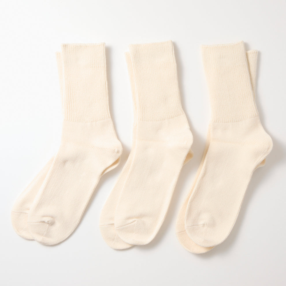Organic Daily 3 Pack Ribbed Crew Socks in Ivory