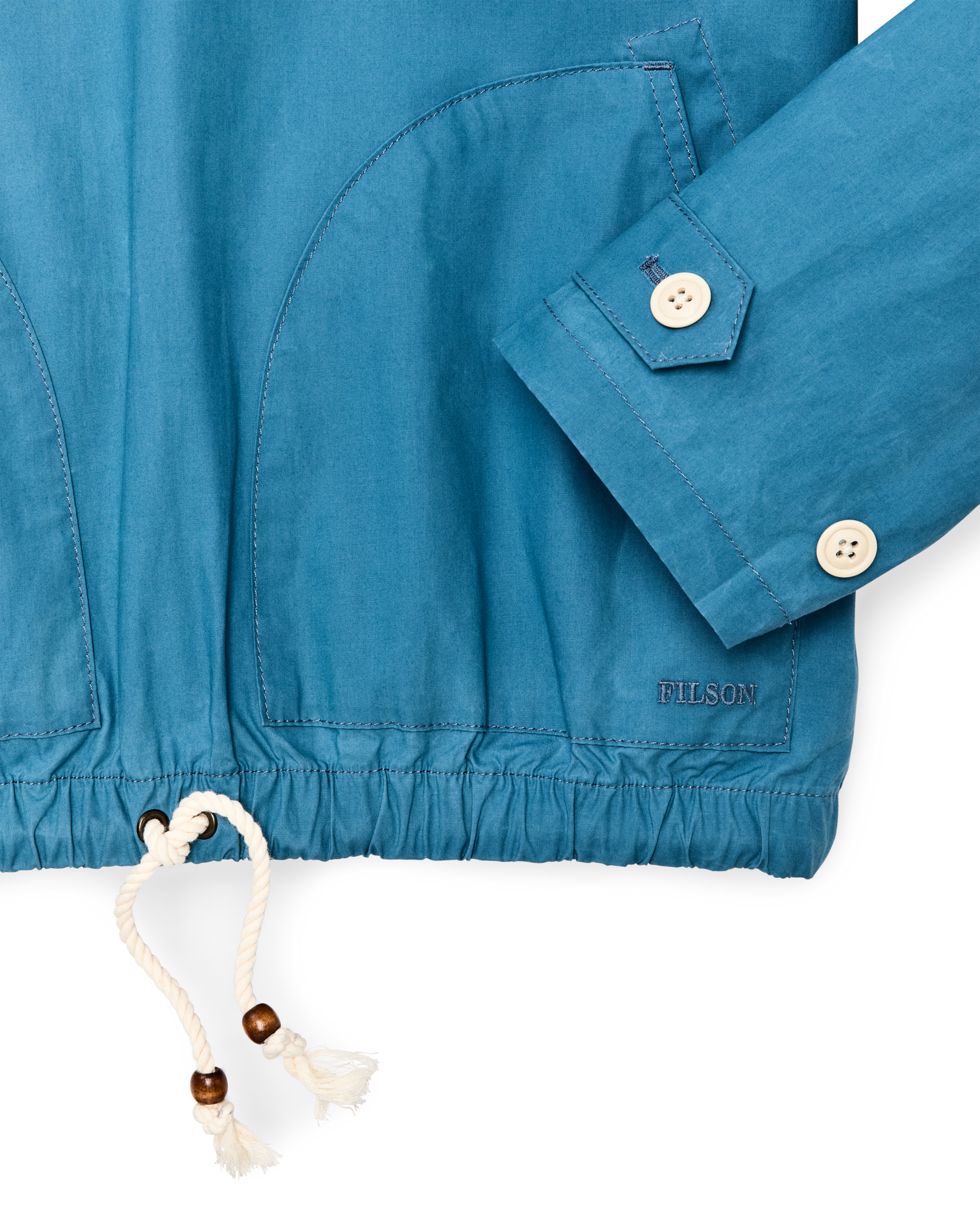 Dry Wax Hooded Popover in Marine Blue