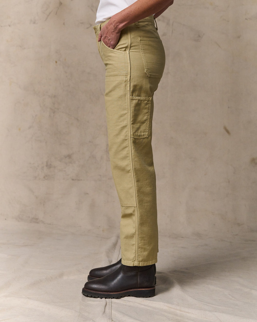 Reverse Sateen Double Front Pants in Antique Khaki