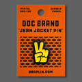 DDC-187 Peace Fingers Yellow Enamel Jean Jacket Pin